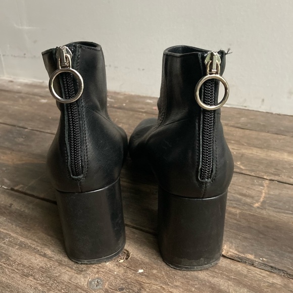 OFFICE black leather booties block heel UK 7 / US9.5 - Picture 5 of 7